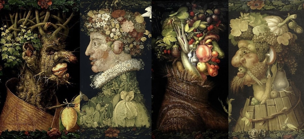 Arcimboldo's Four Seasons: Faces Made of Fruit and Flowers