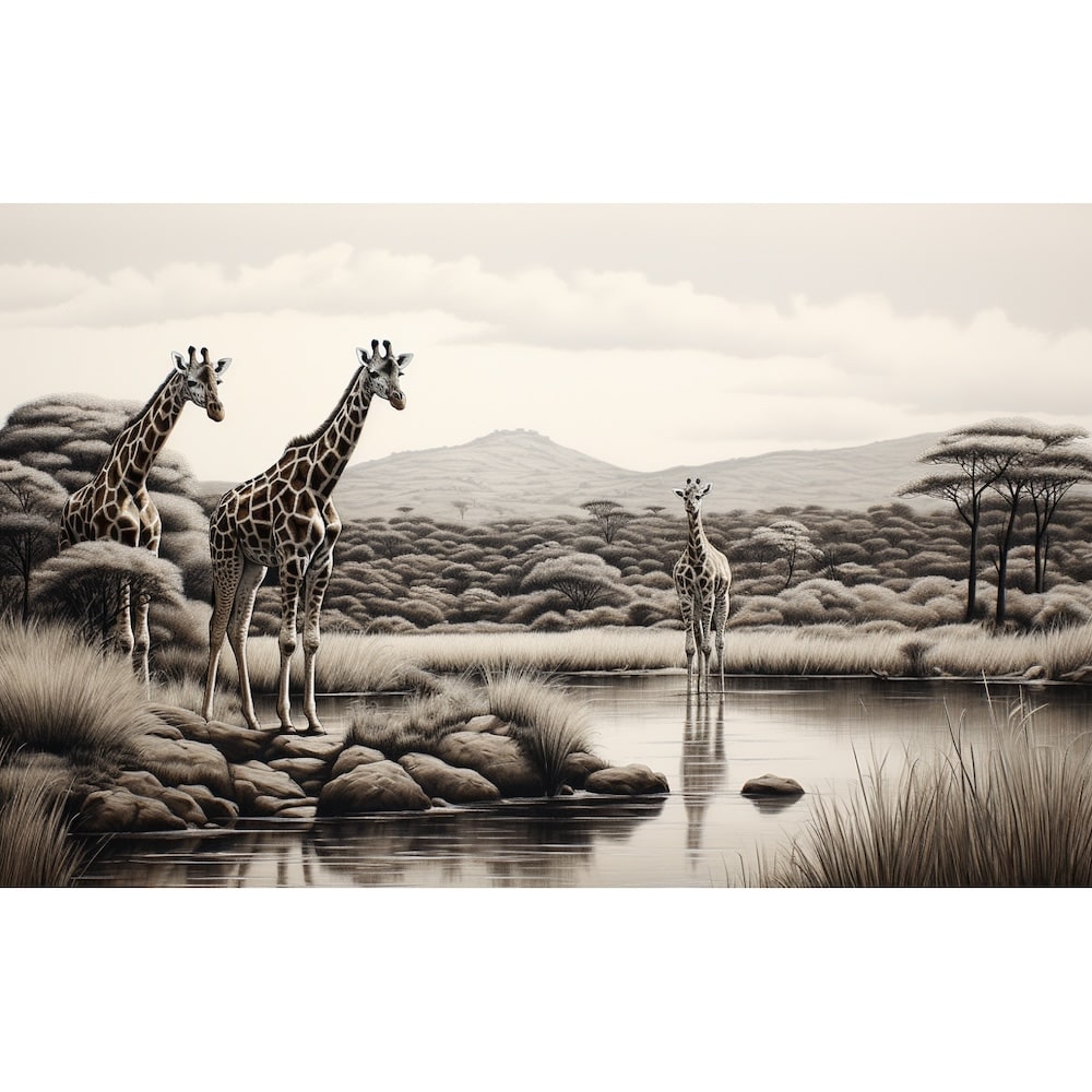 Three Giraffe Canvas