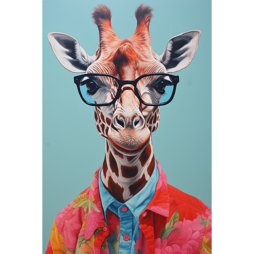 Giraffe with Glasses Canvas