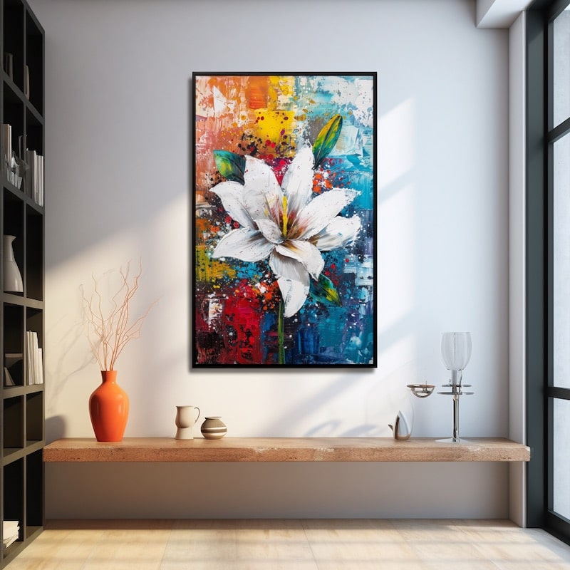 White Flower Abstract Painting