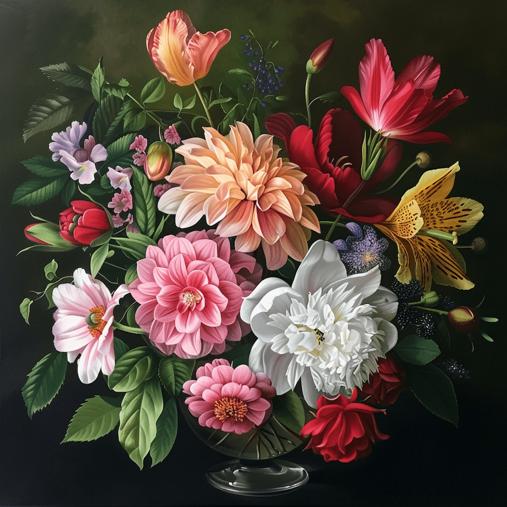 Vase of Flowers Oil Canvas