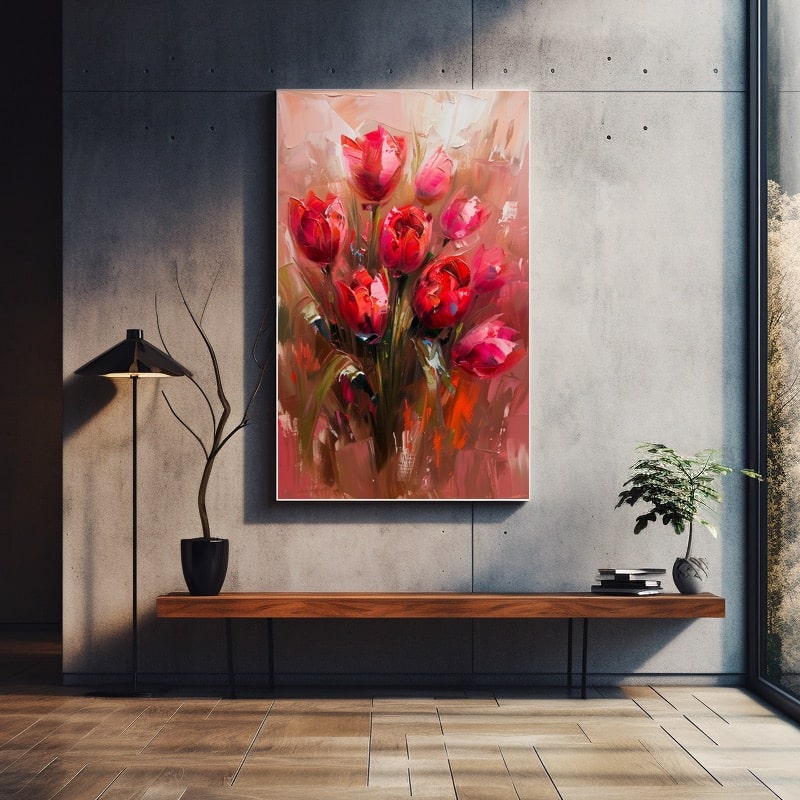 Red Flower Acrylic Painting