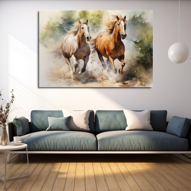 Watercolor Painting of Horses