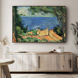 Cezanne Provencal coast with terracotta rooftops by the sea