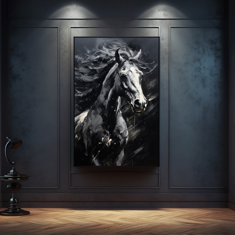 Black and White Horse Painting