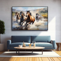 Thumbnail for Painting of Horses Running through Water