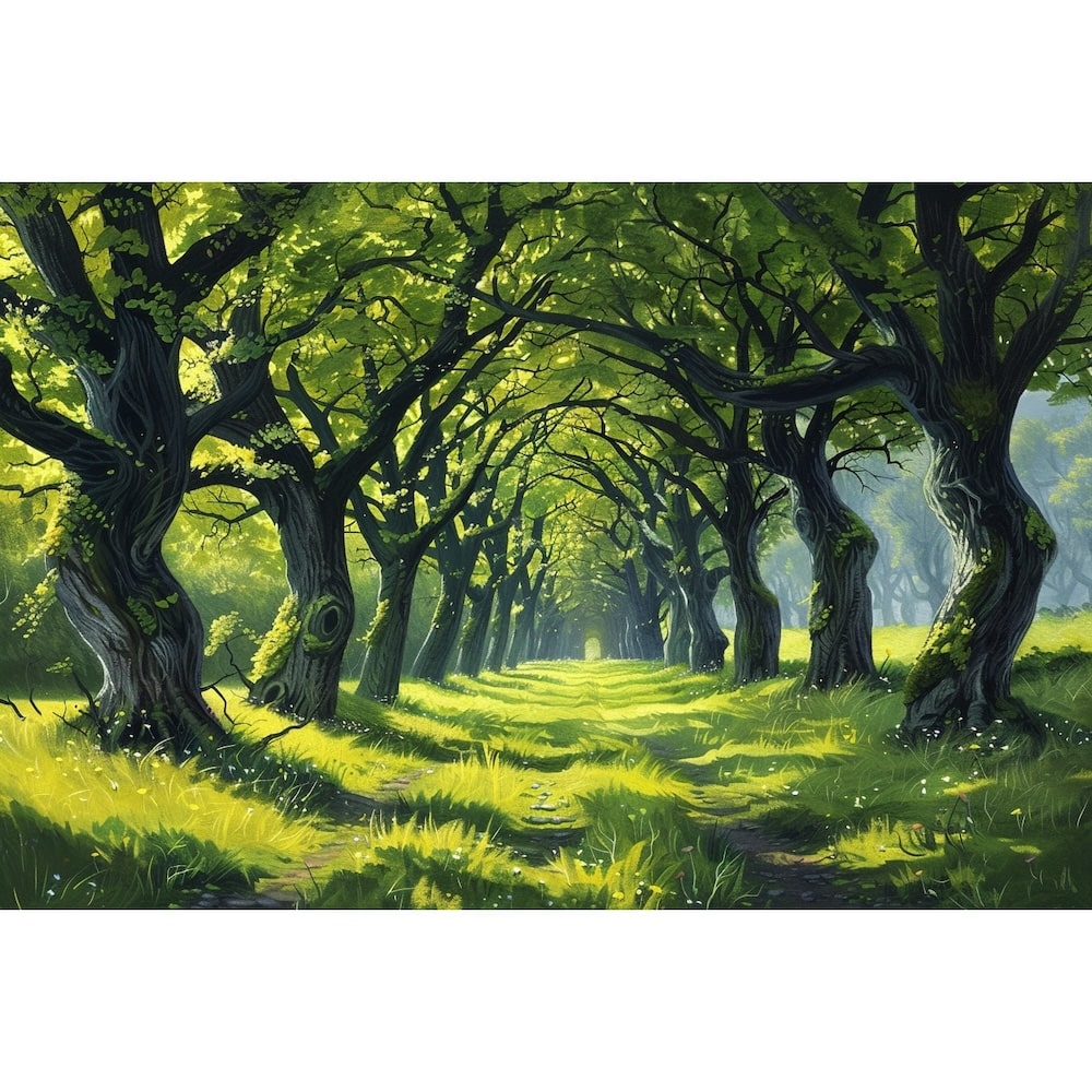 Trees and Grass Oil Canvas