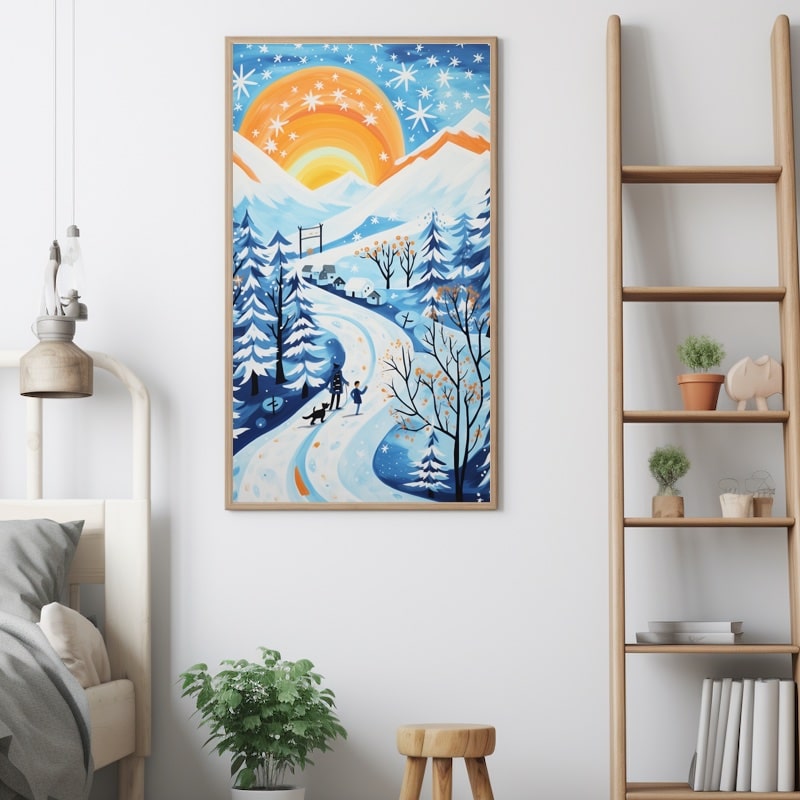 Snow Mountain Watercolor Painting