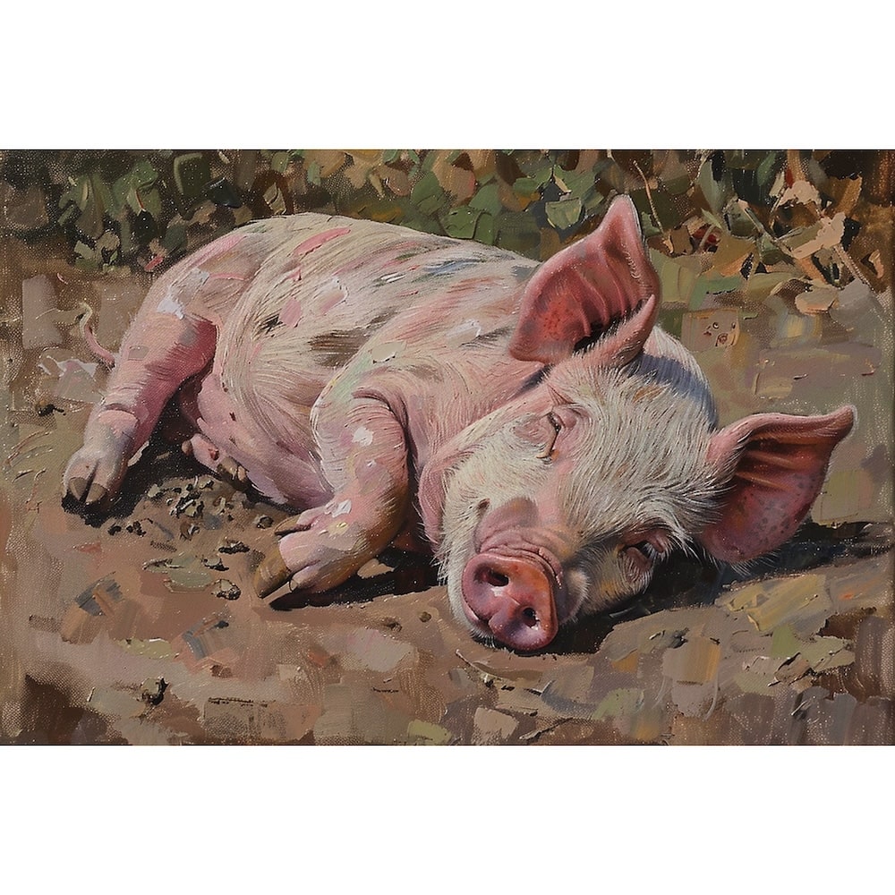 Oil Canvas of Pig