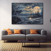 Thumbnail for Wolf Howling at the Moon Painting