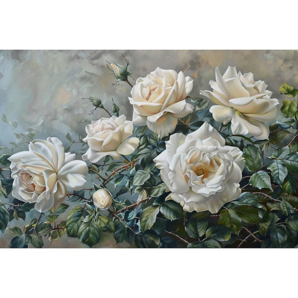 White Rose Oil Canvas