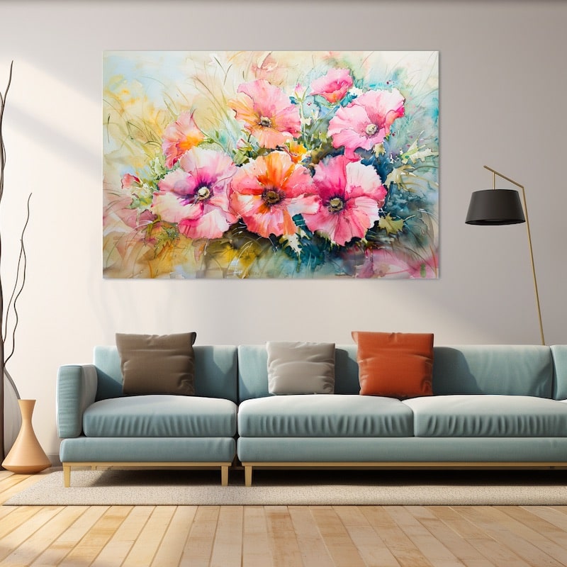 Abstract Watercolour Painting of Flowers