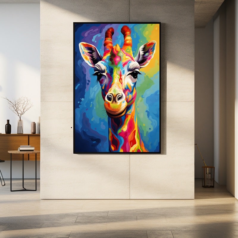 Multicolored Giraffe Painting
