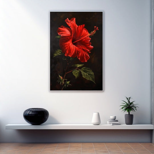 Red Hibiscus Flower Painting – Nature Painting