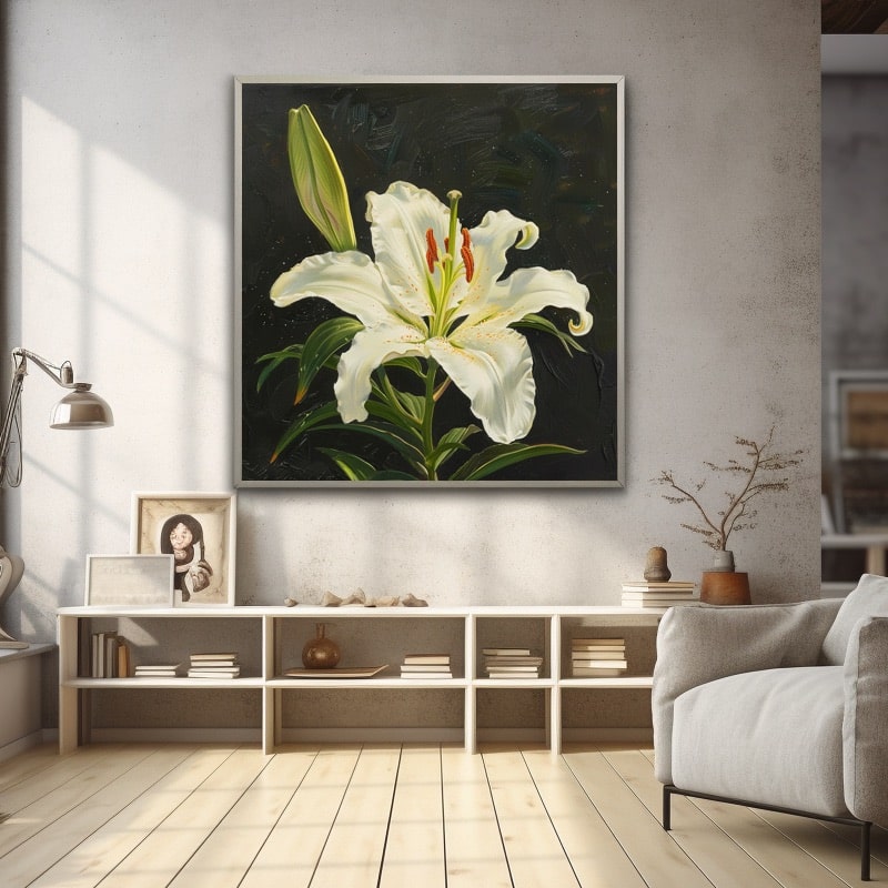 White Lily Flower Painting