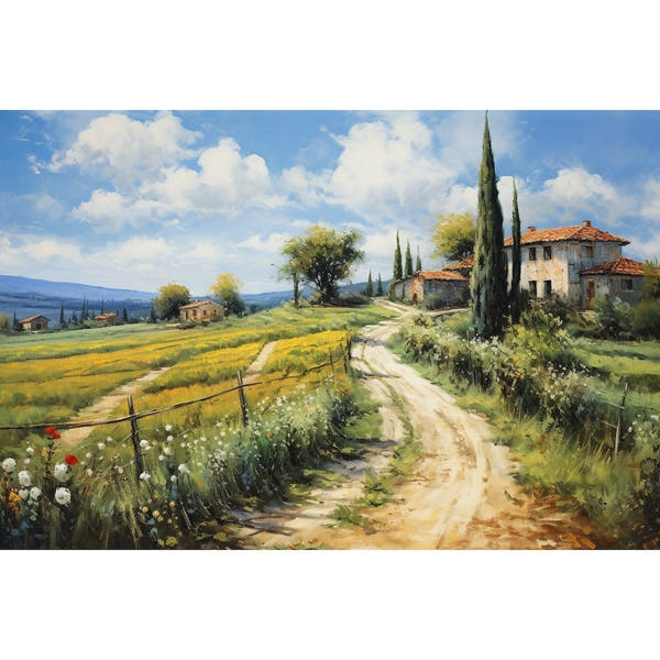 countryside landscape with house canvas