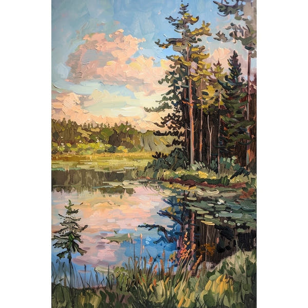 Landscape canvas in an oil-painting style