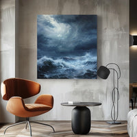 Thumbnail for Stormy sea painting with churning blue waves under a dark cloudy sky