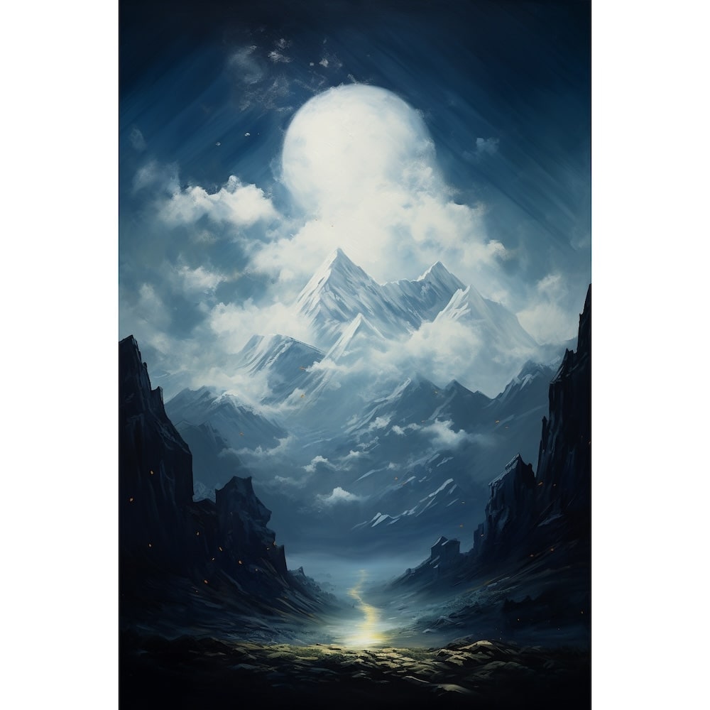 Night Sky Mountains Canvas