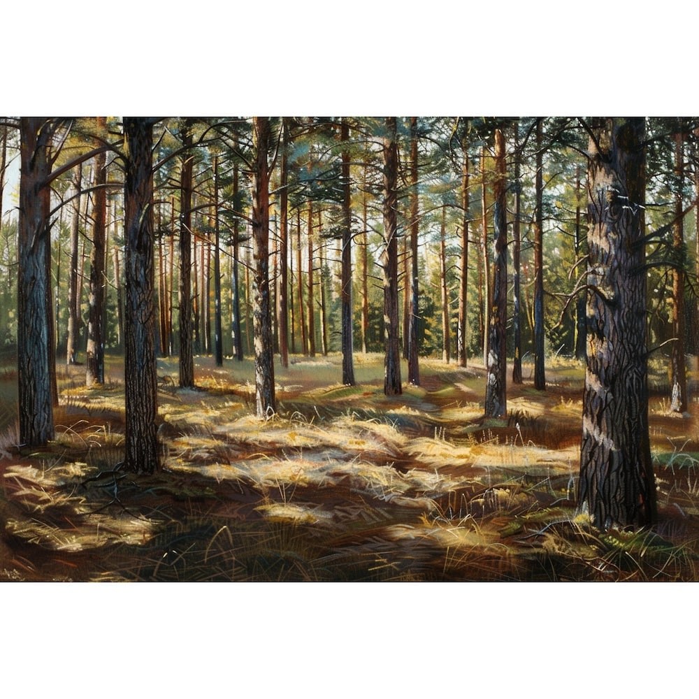 Oil Canvas of Pine Trees