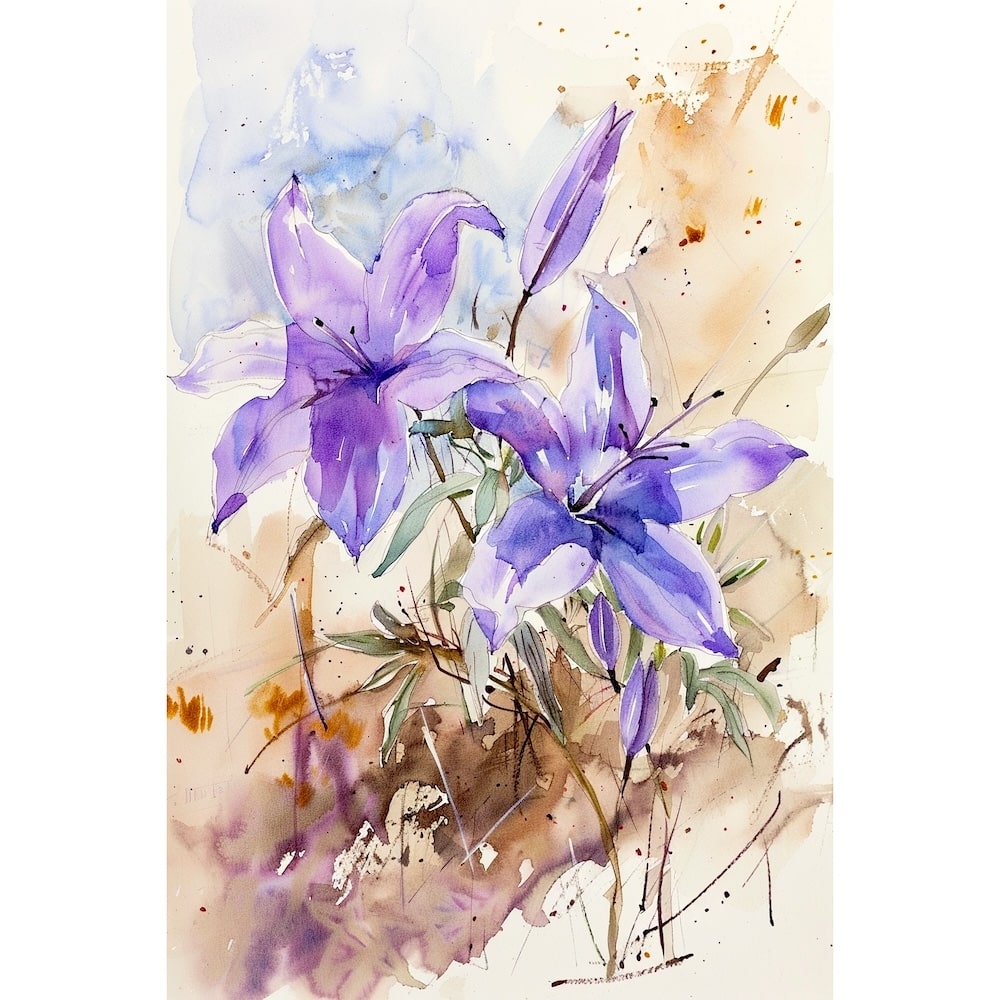 Lily Flower Watercolor Canvas