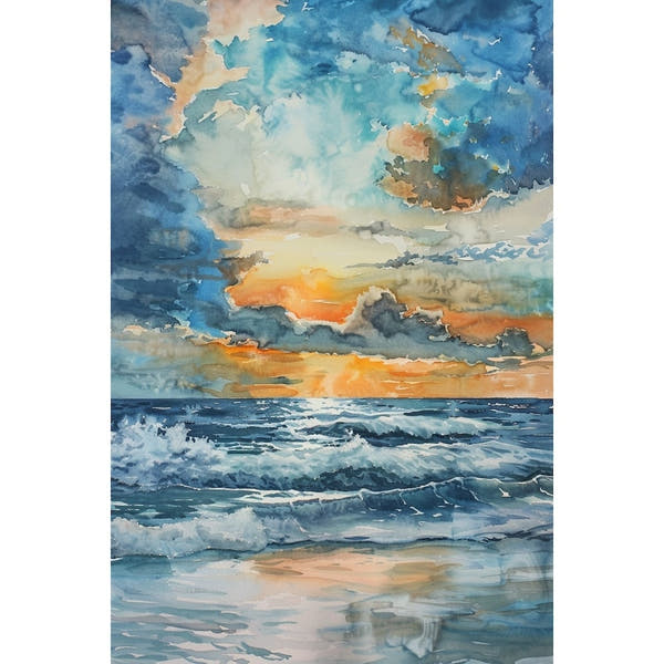 Watercolor Canvas of the Sea