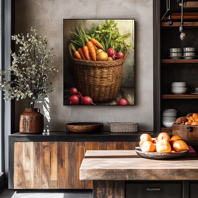 Fruit Basket Painting on Canvas