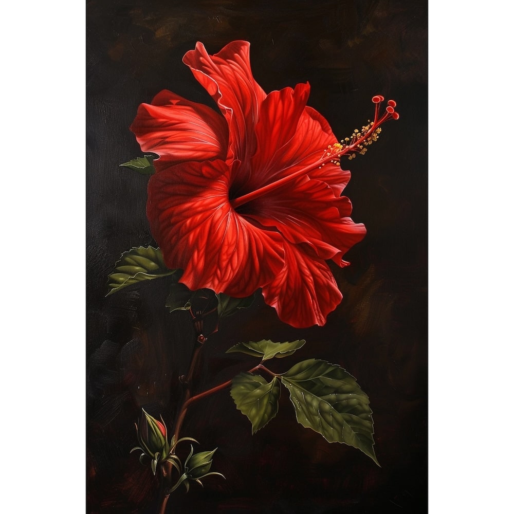 Red Hibiscus Flower Canvas