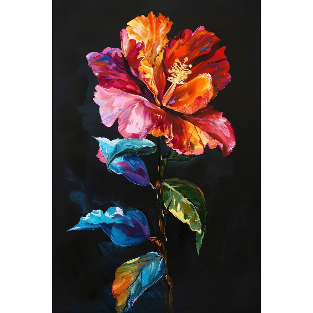 Flower Canvas with Black Background