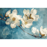 Thumbnail for White Flowers Blue Background Canvas