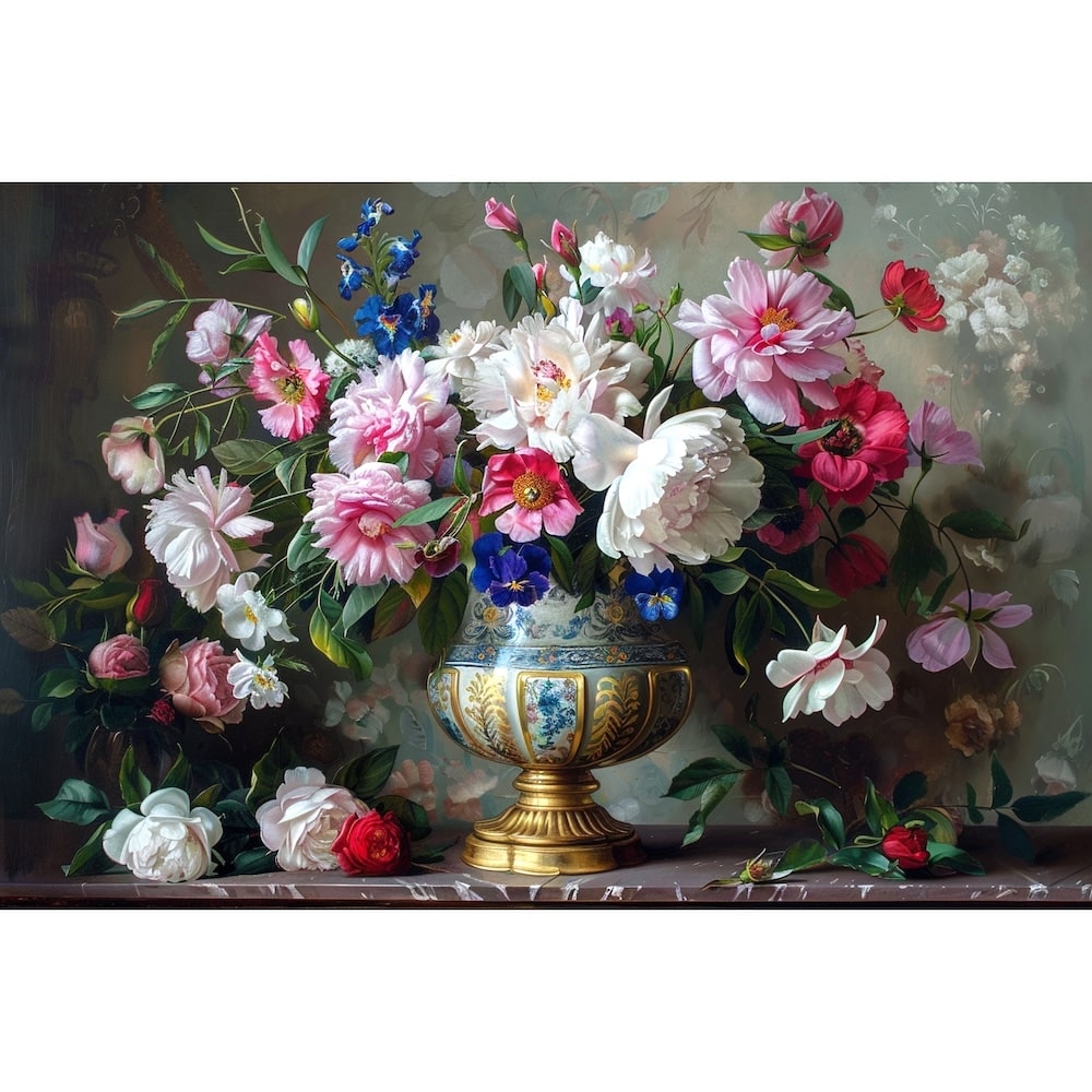 Vase with Flowers Oil Canvas