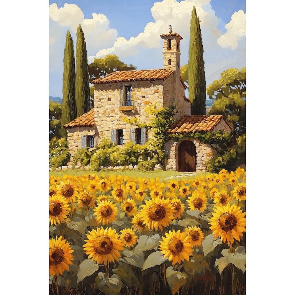 Oil Canvas Farm Landscape