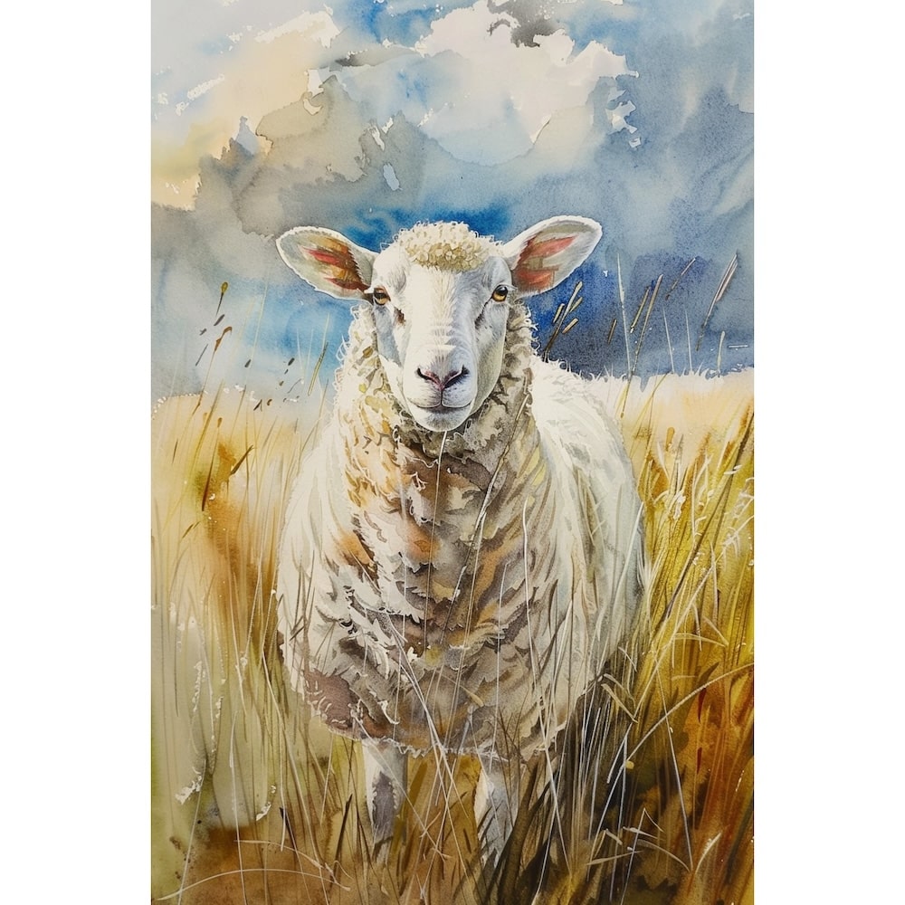 Sheep Watercolor Canvas