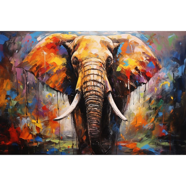 Abstract Colorful Elephant Canvas