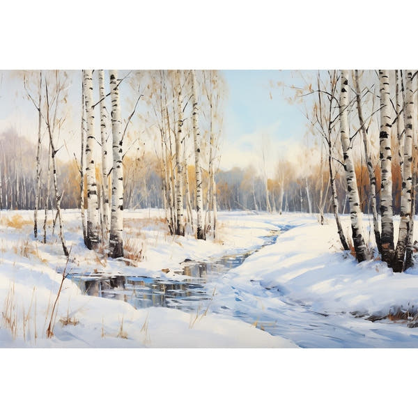 Snowy Birch Trees Canvas
