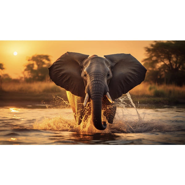 African Elephant Sunset Canvas