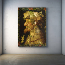 Arcimboldo Autumn, a profile portrait composed of harvest fruit and vegetables