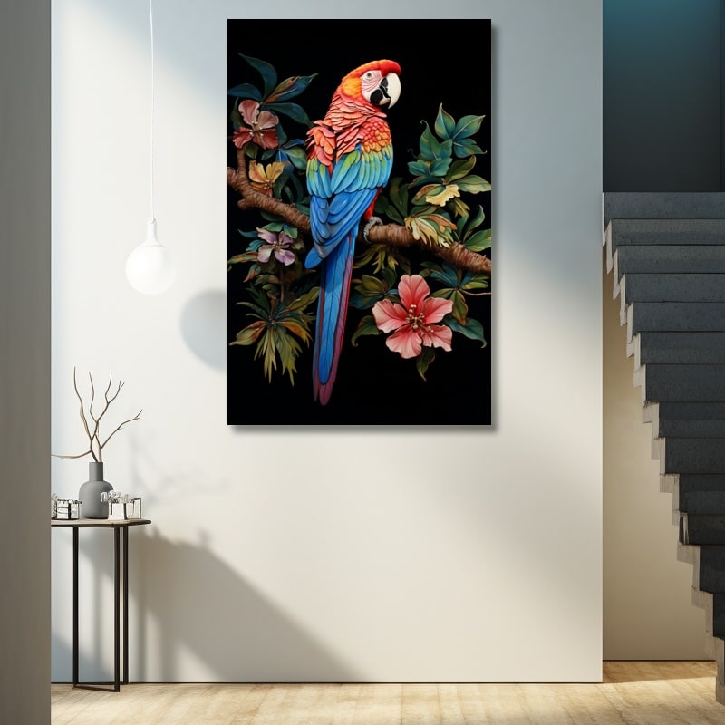 Hibiscus Parrot Painting