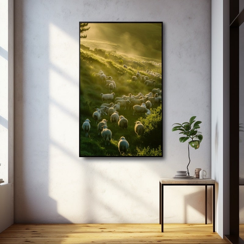 Sheep in a Field Painting