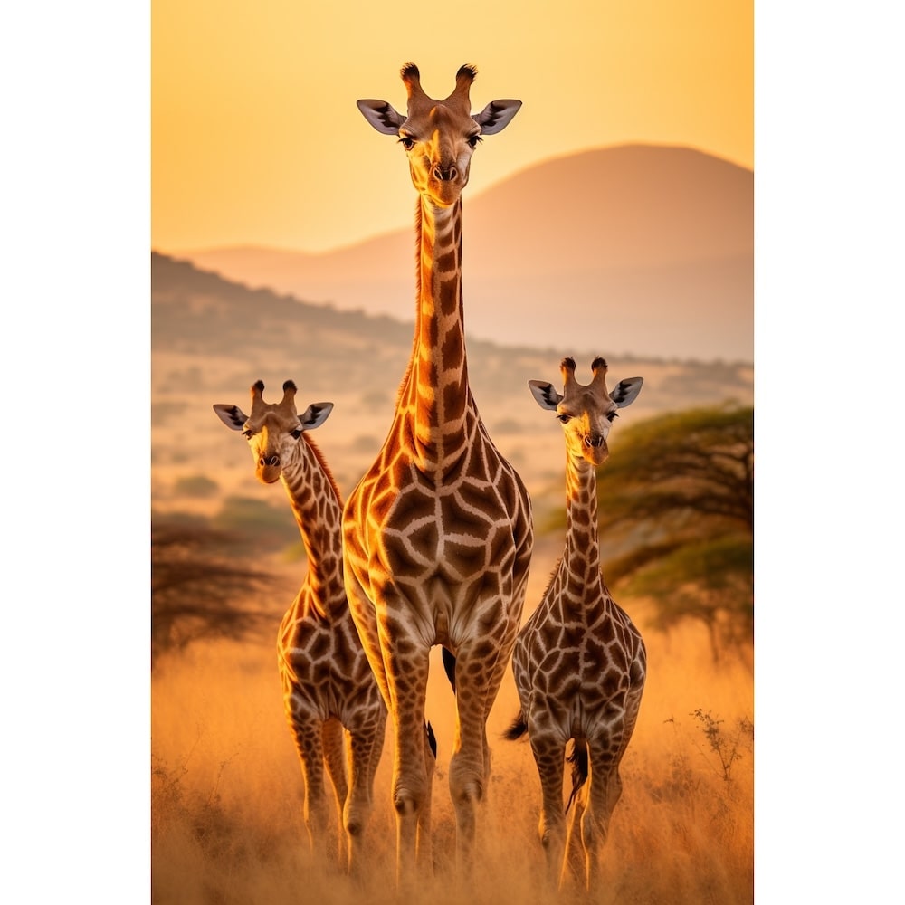 Curious Giraffe Family Painting