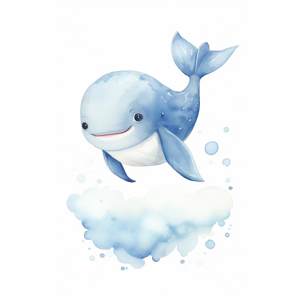 Whale Watercolor Canvas