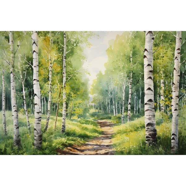 Birch Tree Watercolor Canvas