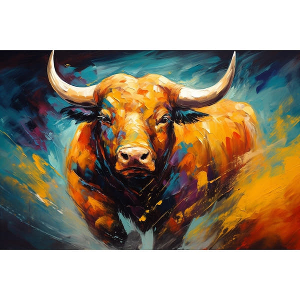 Colorful Bull Canvas