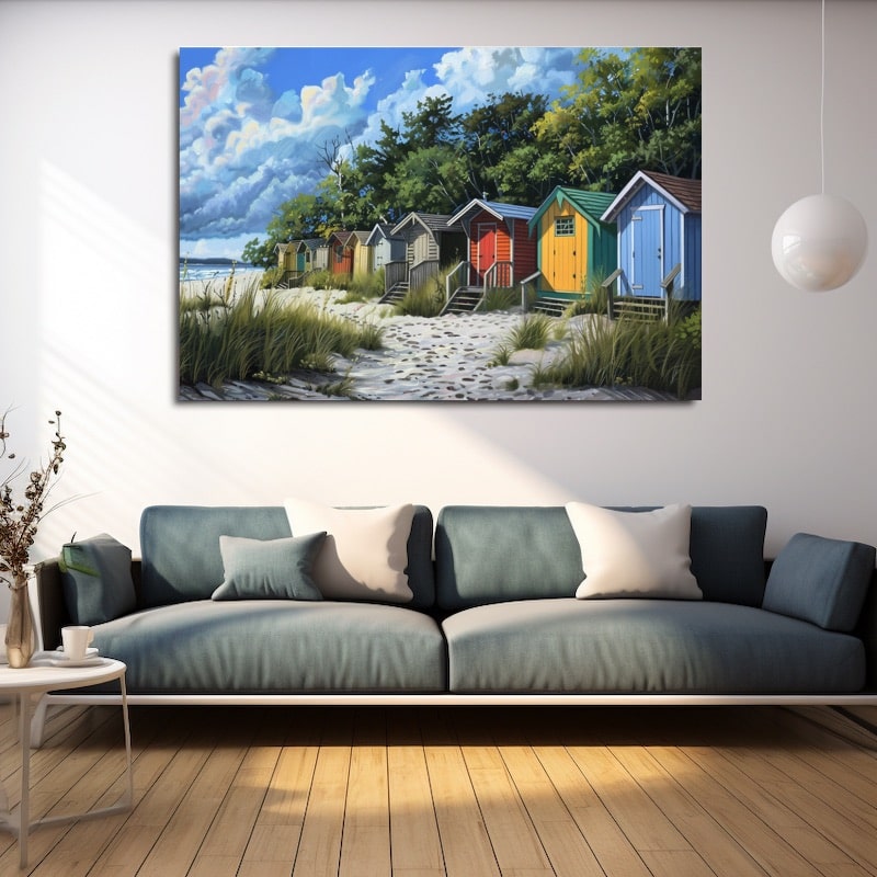 Beach Hut Painting on Canvas