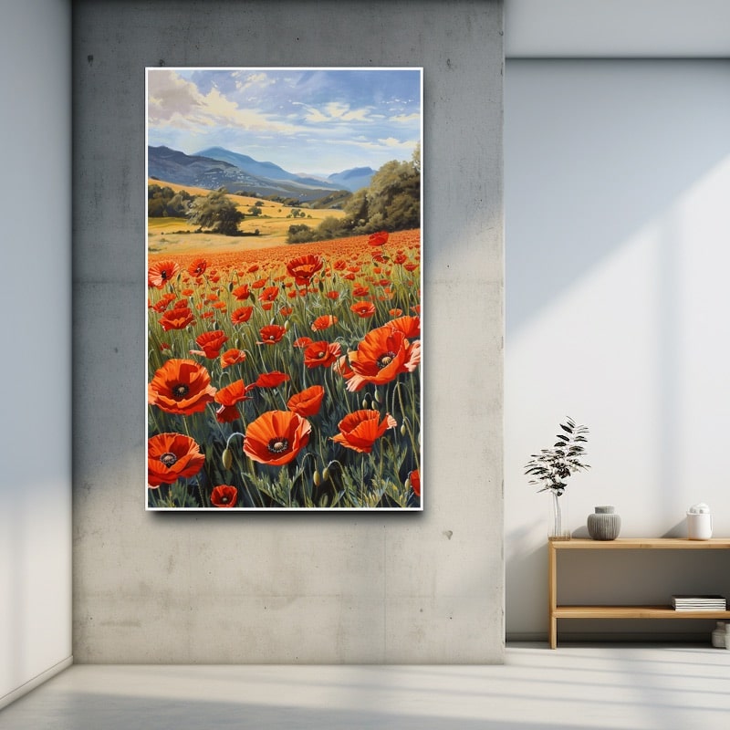 Red Poppy Field Painting
