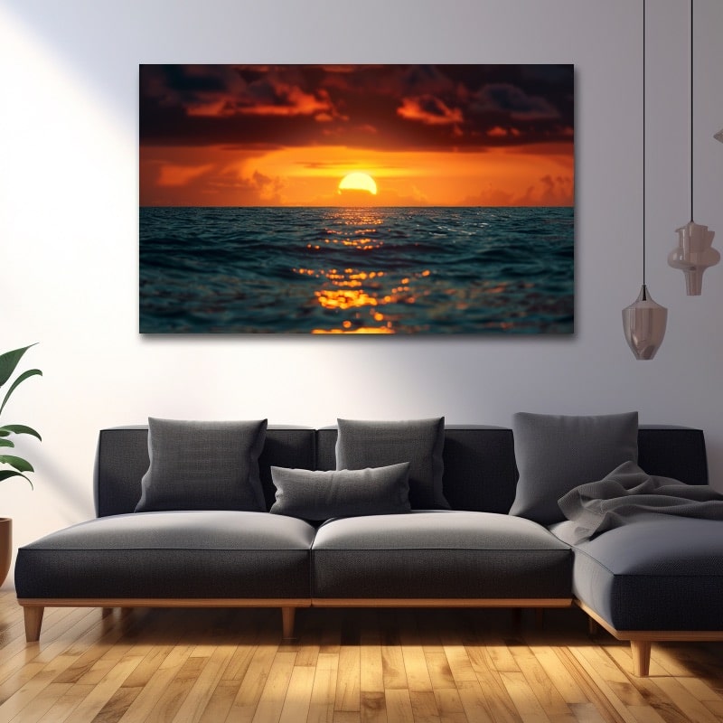 Black and White Sunset Painting
