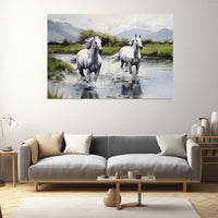 Thumbnail for White Horses Running Painting