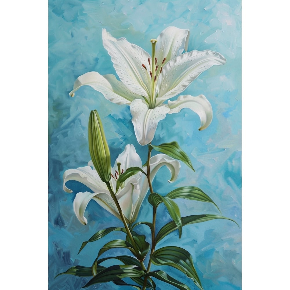 Blue and White Flower Canvas