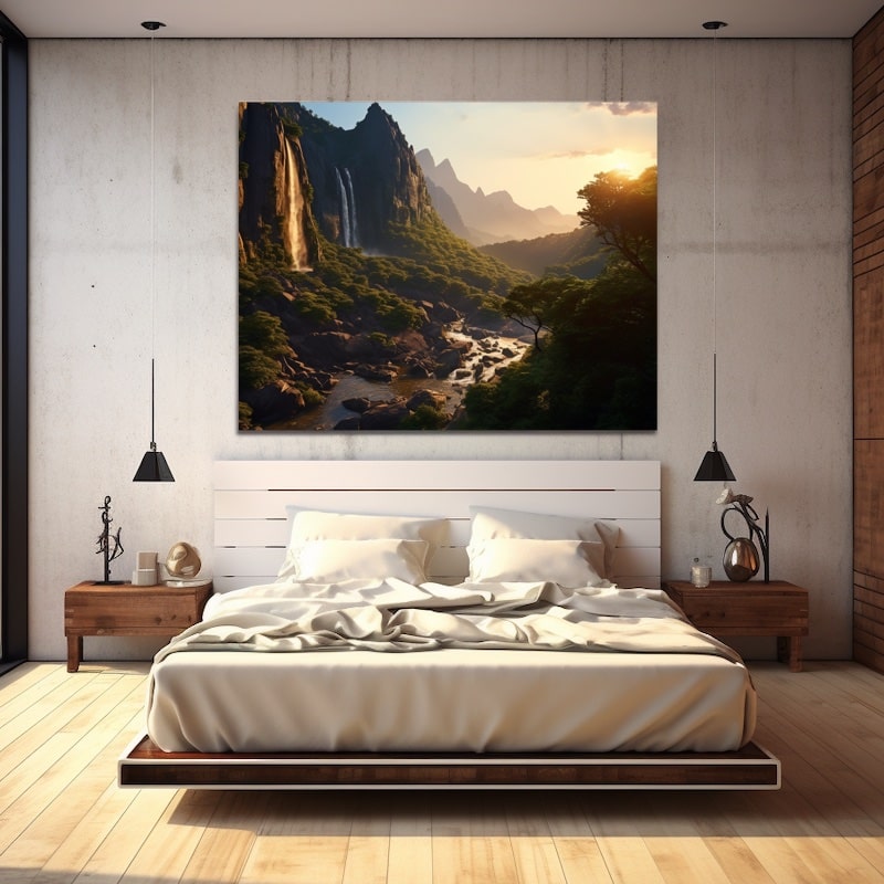 Mountain Waterfall Painting