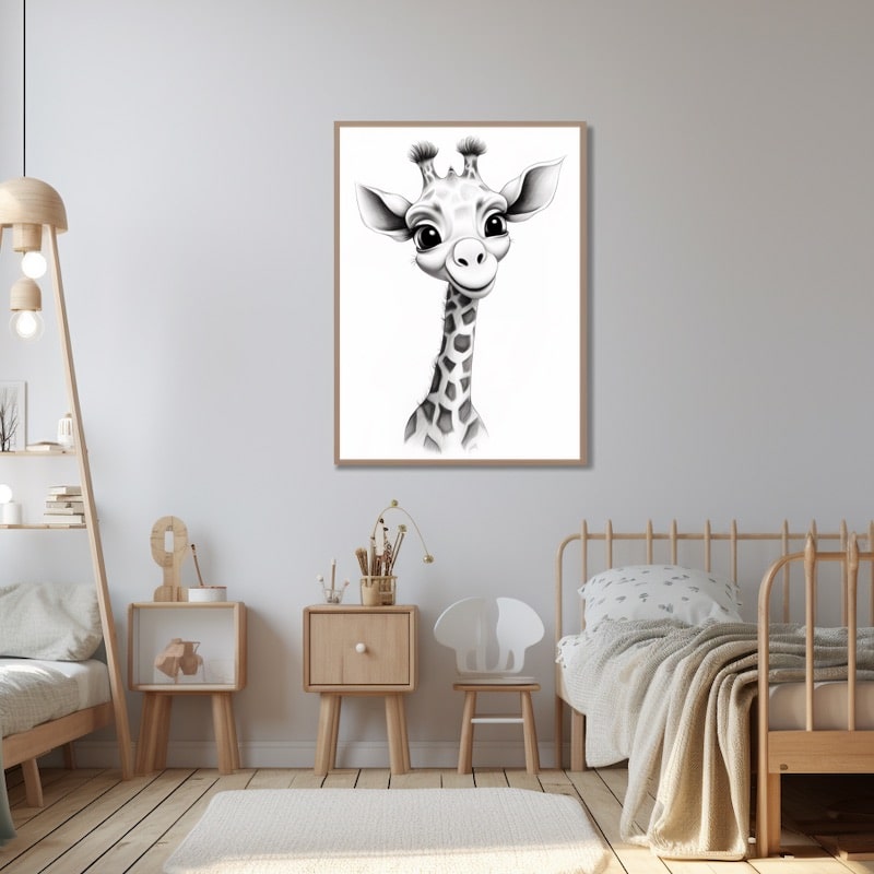 Giraffe Line Drawing Painting